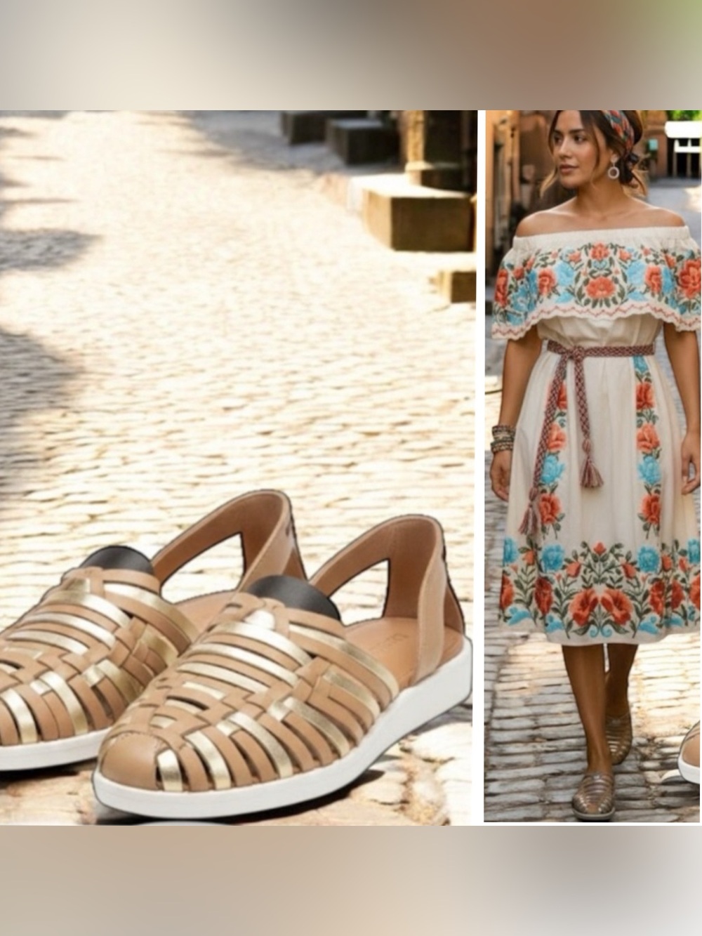 capa de ozono huaraches sandals women’s shoes 8 brown silver‎ slip on flats